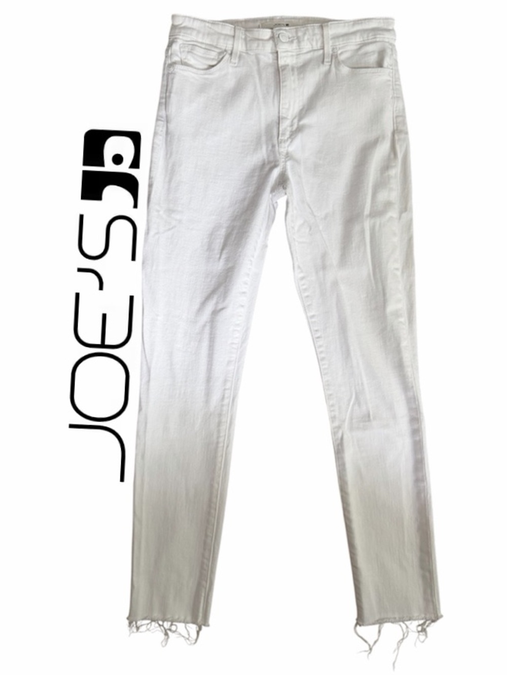 Joe's Jeans Women’s White High-Rise Skinny Ankle Jeans Raw Hem Stretchy 27
